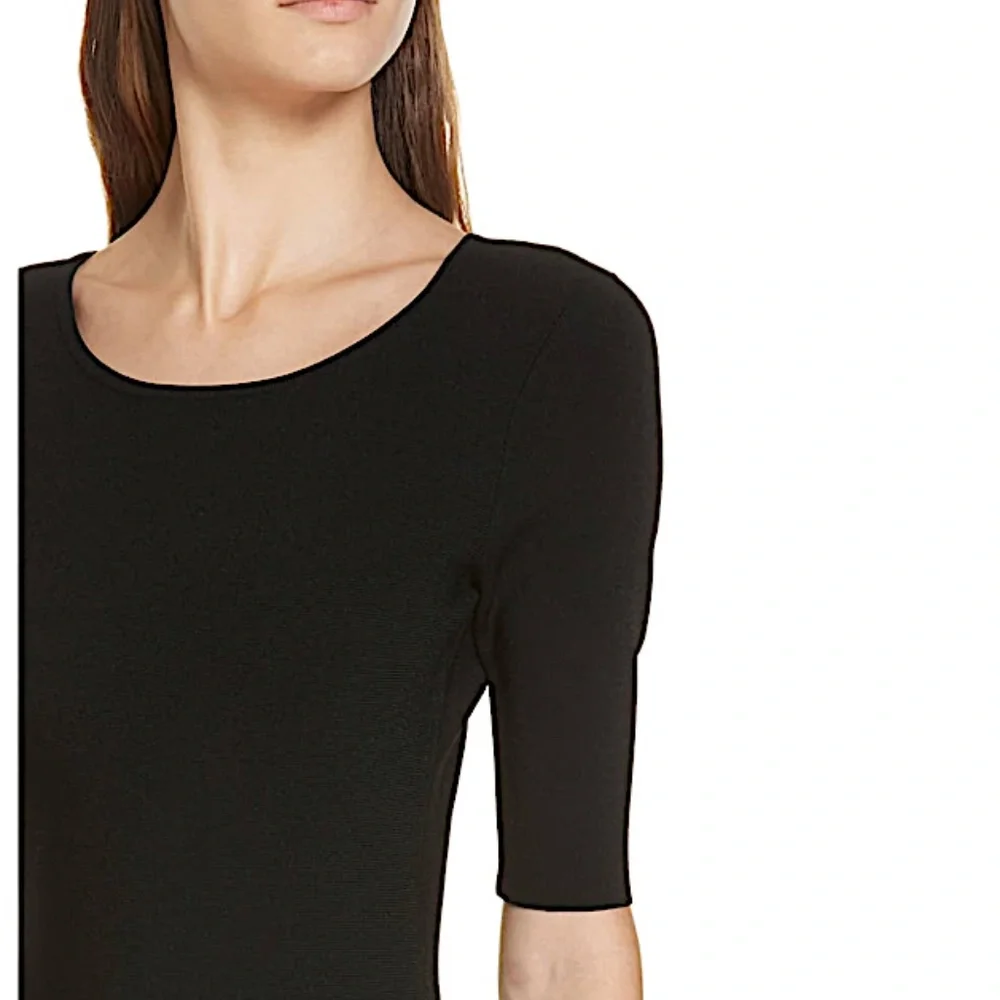 Milly Scoop-Neck Elbow-Sleeve Fit-and-Flare Metallic Pleated Dress - Picture 3 of 12